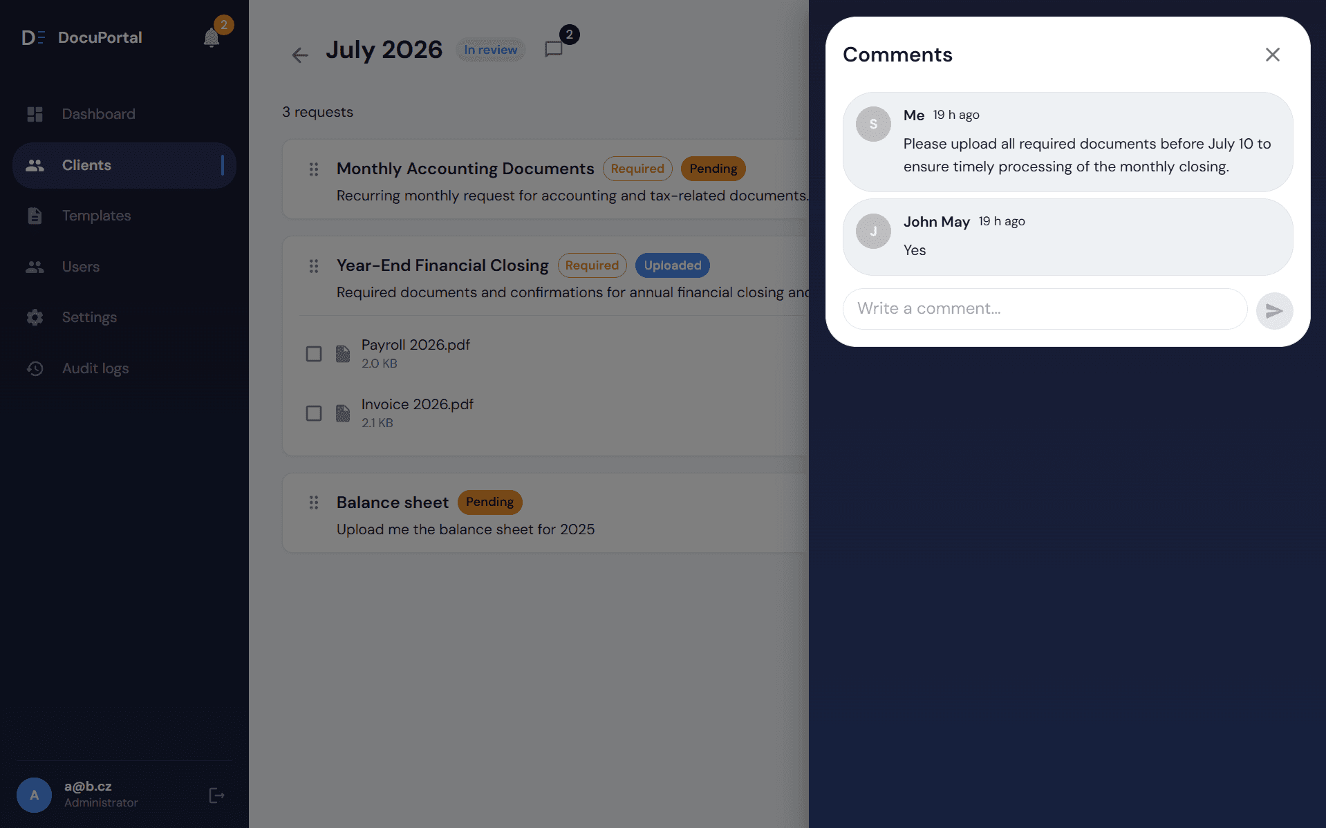Collaborate directly inside reporting periods