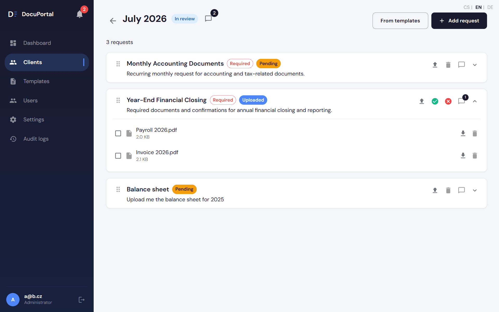 Document requests overview